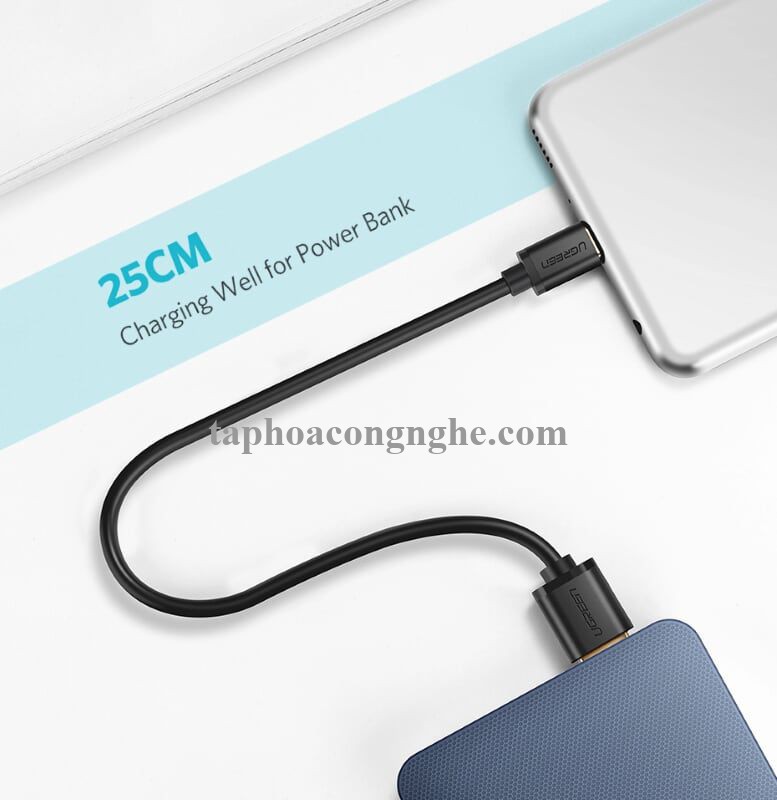 Ugreen 10835 0.5M màu Đen Cáp sạc truyền dữ liệu USB 2.0 sang MICRO USB lõi đồng US125 30010835